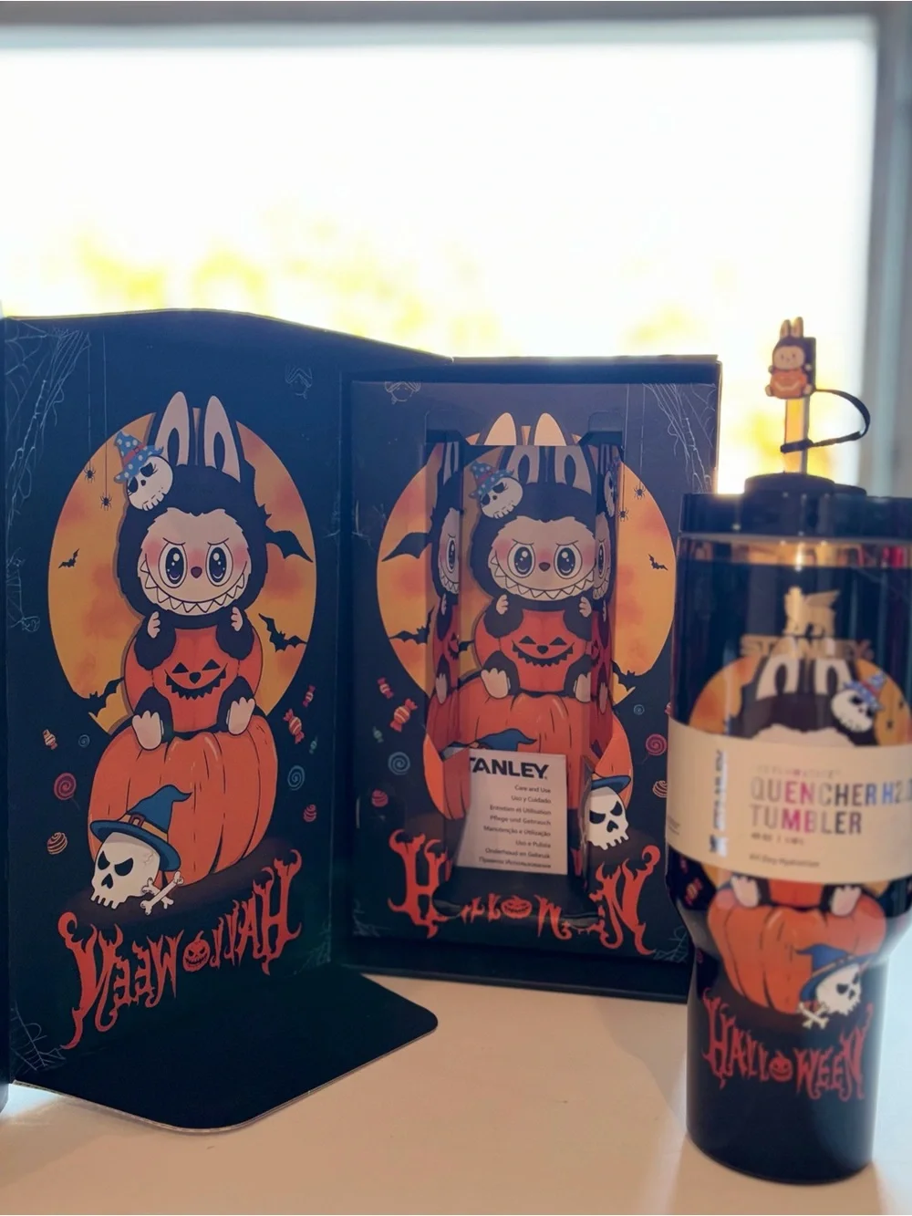 Stanley Halloween Pumpkin Character Tumbler - Black and Orange